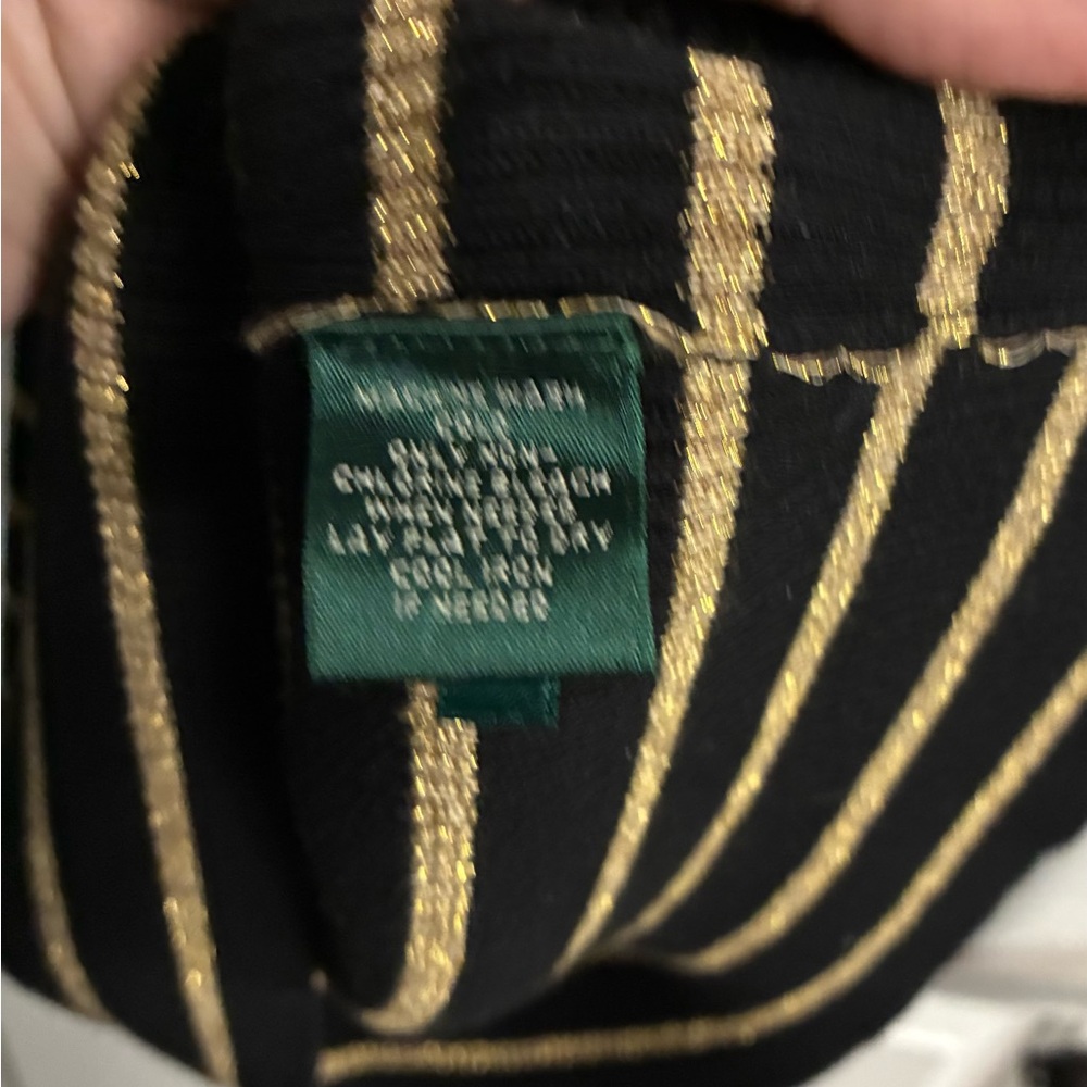 Ralph Lauren Black & Gold Striped Turtleneck Sweater - Picture 5 of 6
